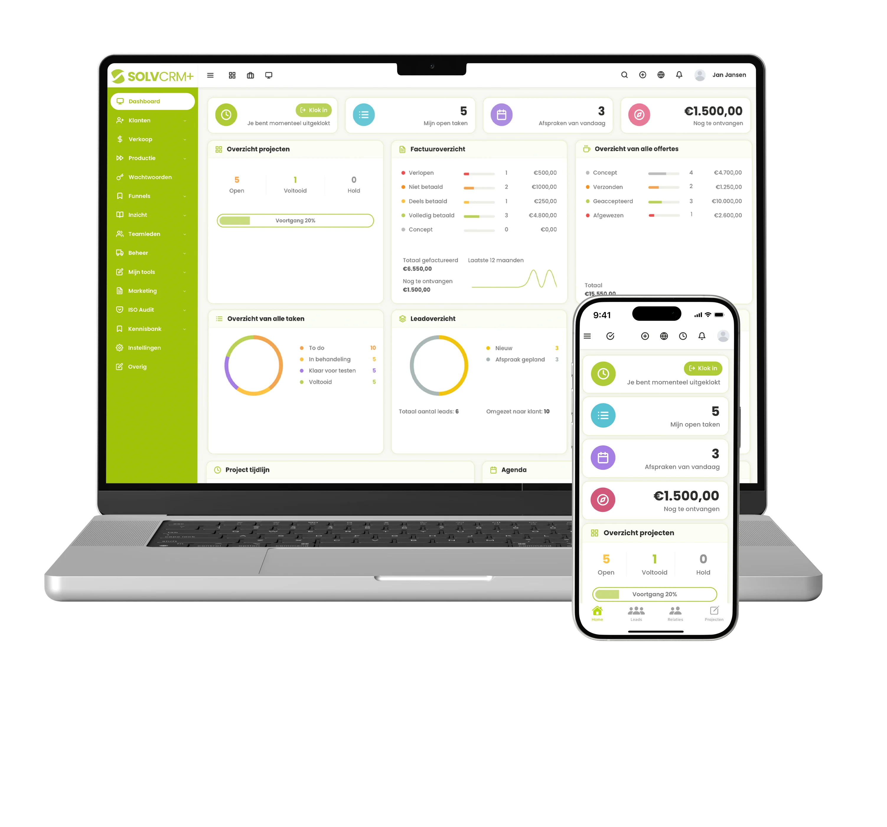 SolvCRM+ procescheck voor aanvraag, planning, werkorders en facturatie